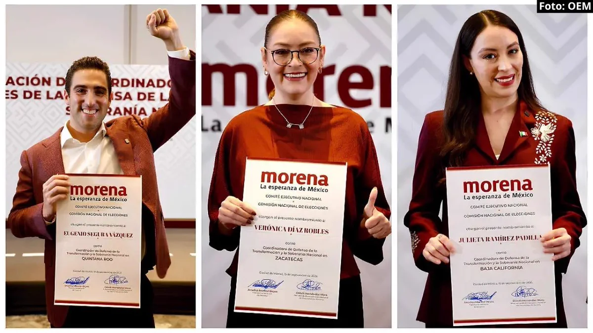 Morena perfila a Segura, Díaz y Ramírez para tres gubernaturas en 2027