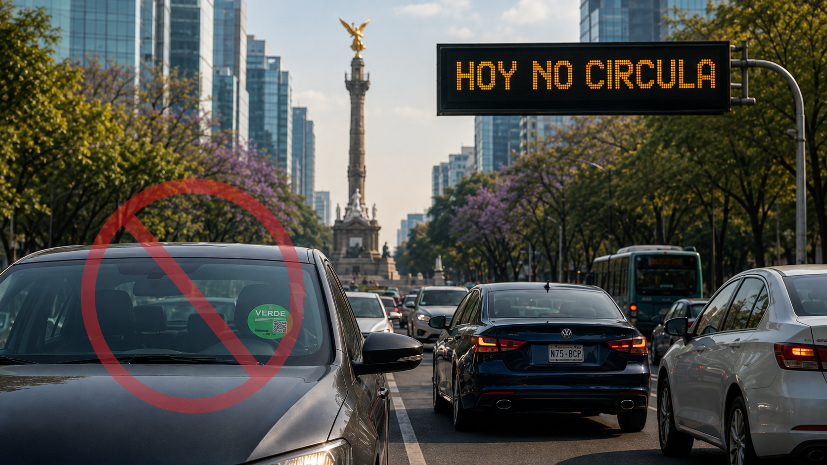 Engomado verde y placas 1 y 2 no circulan este jueves en CDMX y Edomex