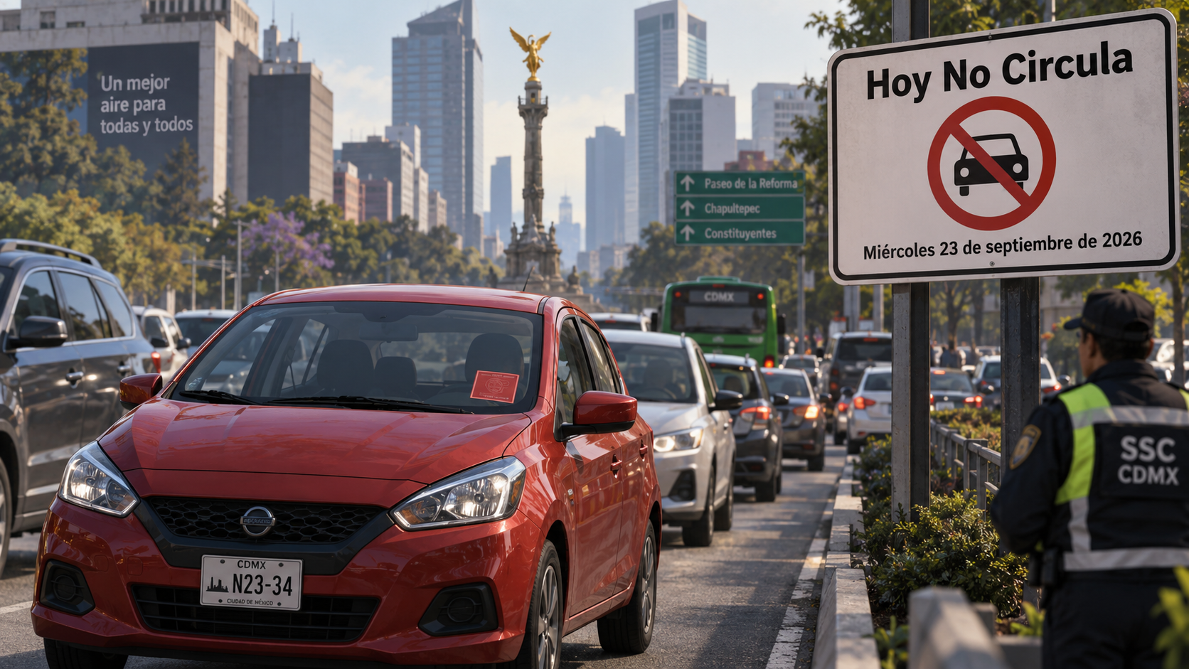 Autos con engomado rojo y placas 3 y 4 descansan este miércoles en CDMX.