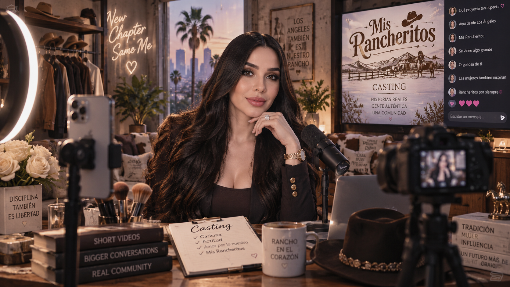Emma Coronel busca creadores en Los Ángeles tras el bloqueo de TikTok.