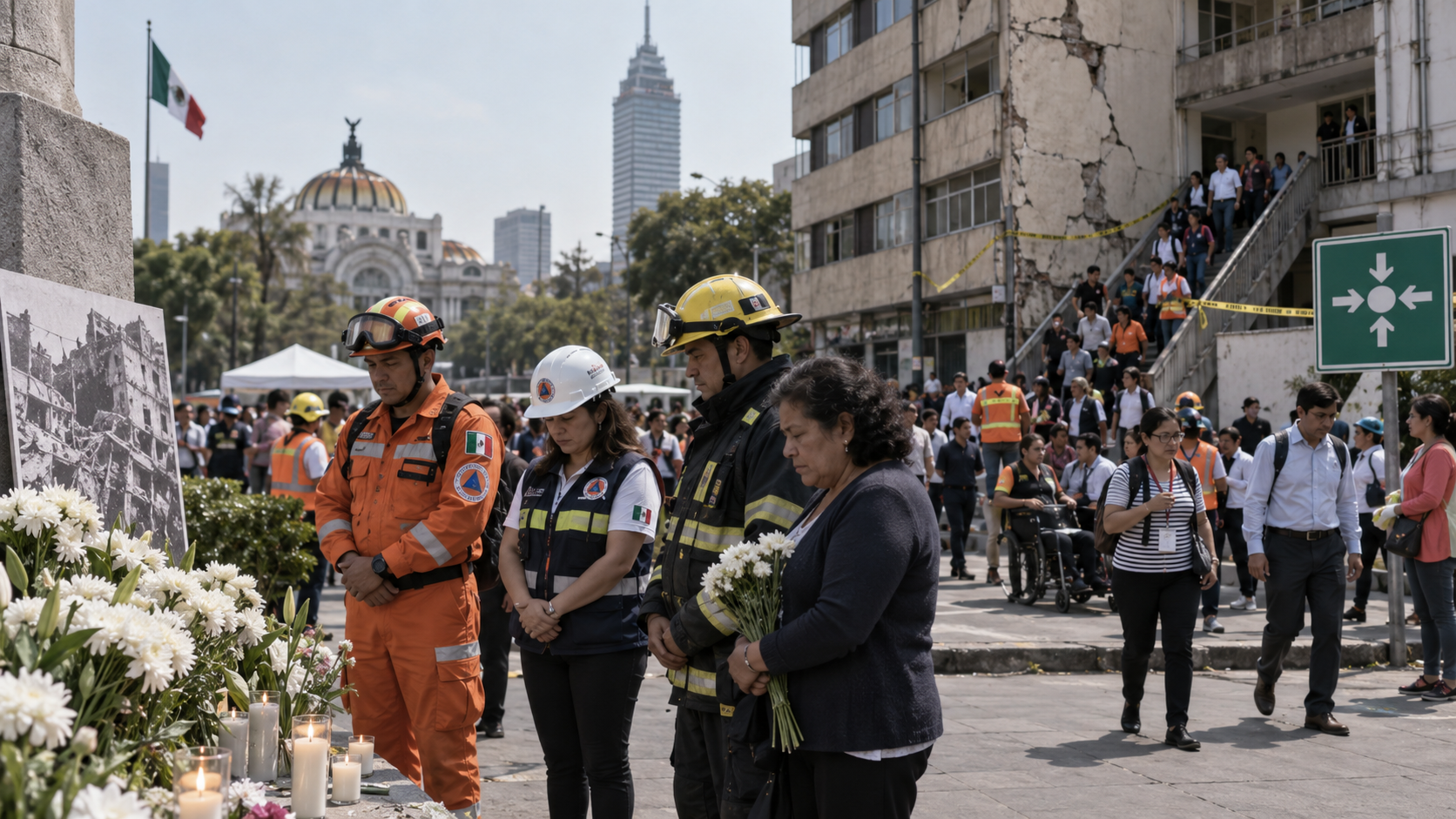 México recuerda el 19-S con simulacro, memoria y alerta por viviendas.