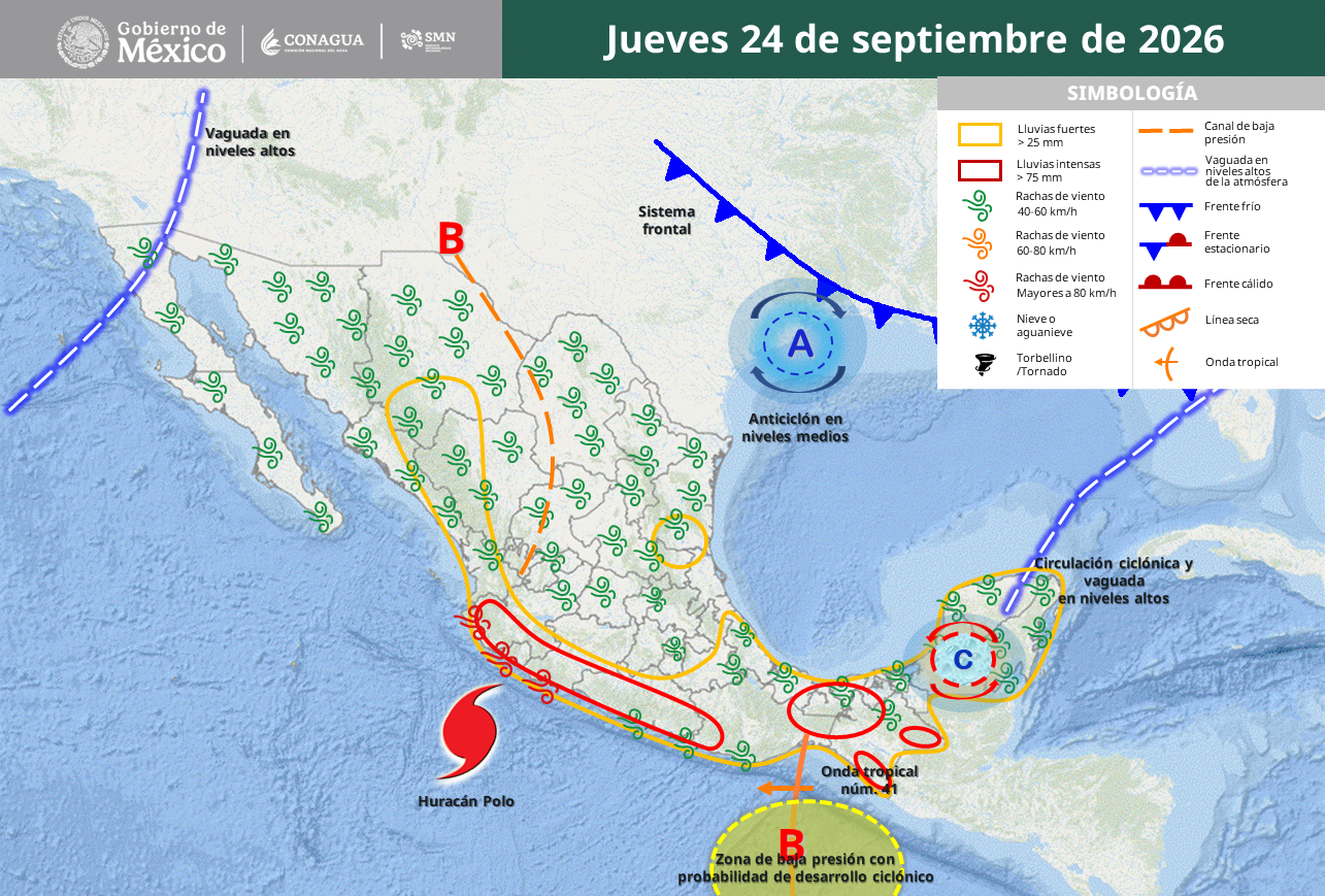 Huracán Polo deja lluvias intensas, viento fuerte y oleaje peligroso