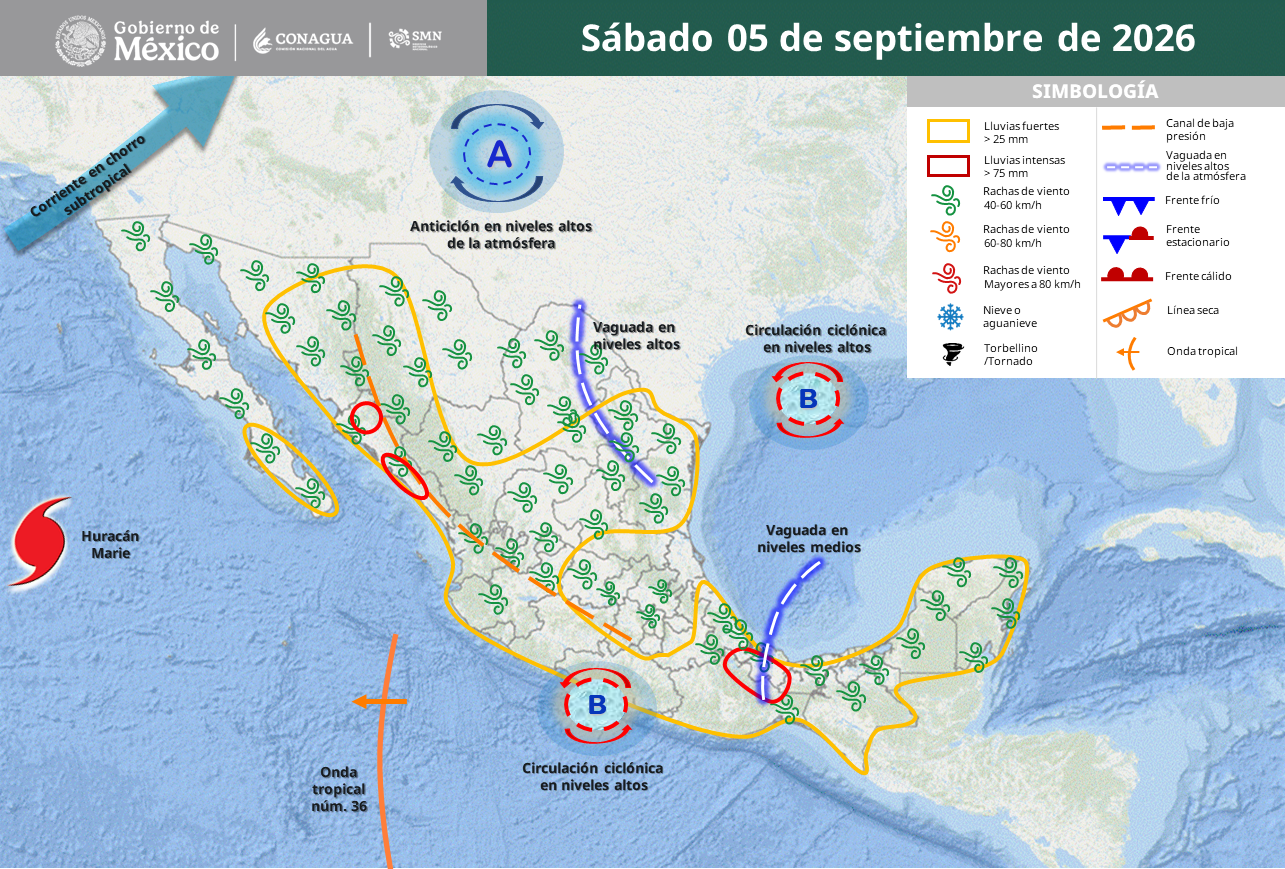 Lluvias intensas azotarán Sinaloa, Veracruz y Oaxaca durante el sábado