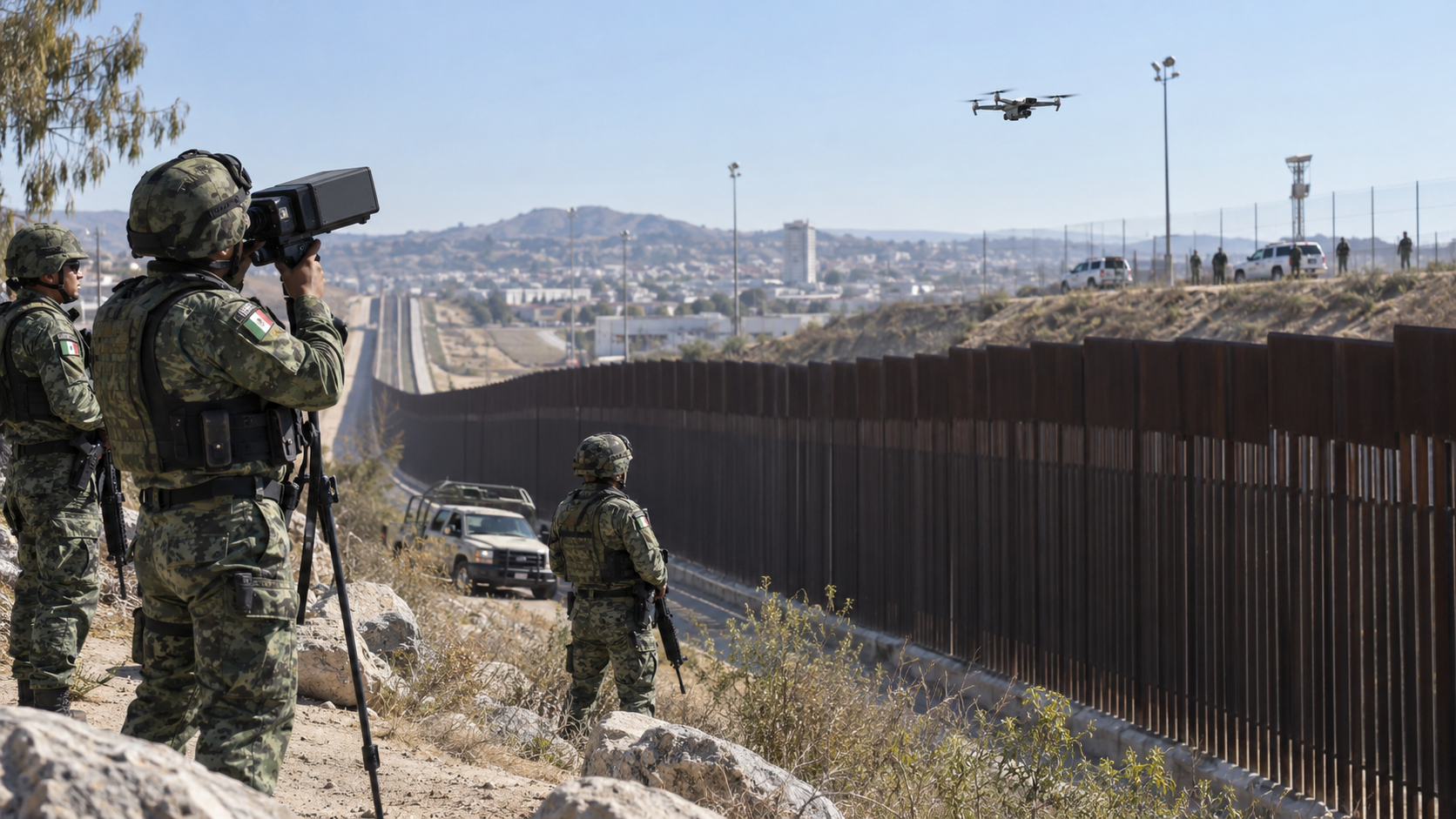 México despliega 800 militares y equipos antidrones en la frontera con EEUU