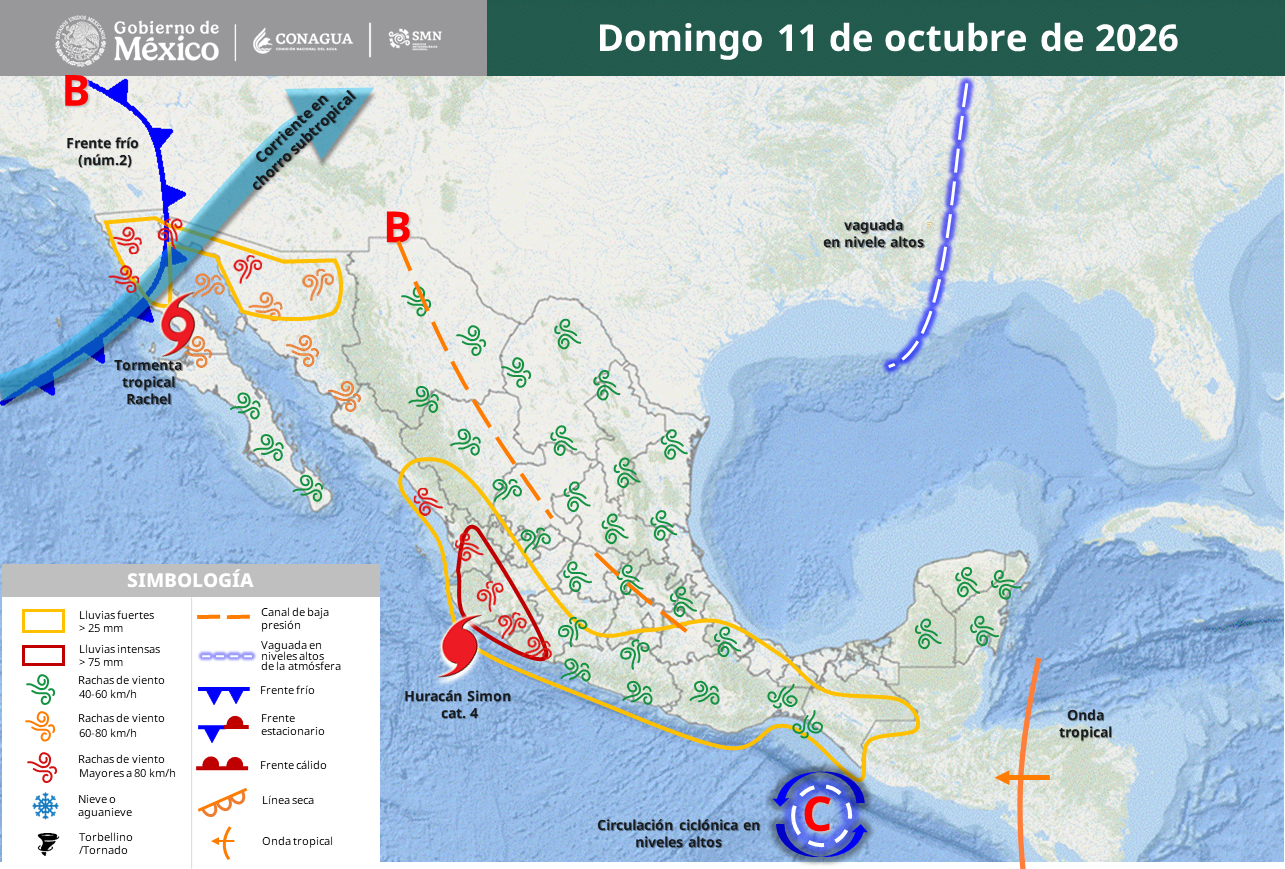 Huracán Simon impactará Jalisco: lluvias extremas y vientos de 220 km/h