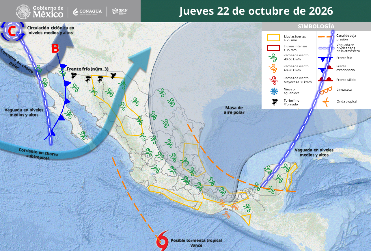 Veracruz y Oaxaca, bajo alerta por lluvias de hasta 150 milímetros.
