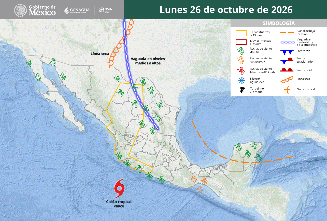 Vance traerá lluvias fuertes y olas de 4 metros a las costas de México