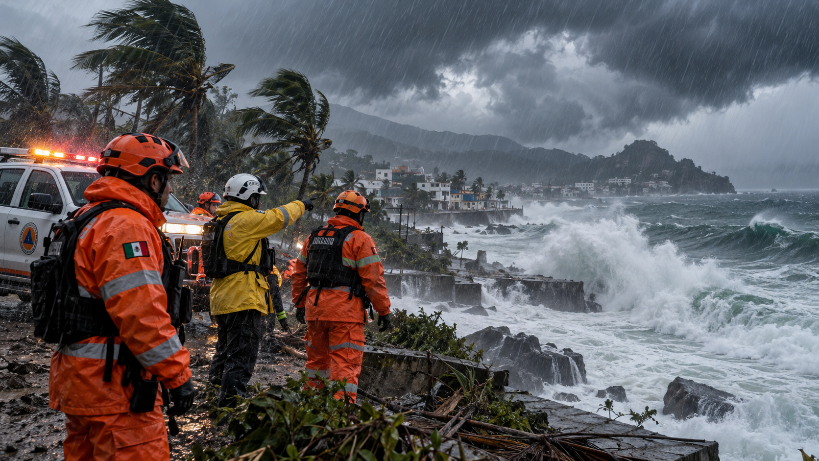 Protección Civil refuerza vigilancia por lluvias, viento y oleaje.