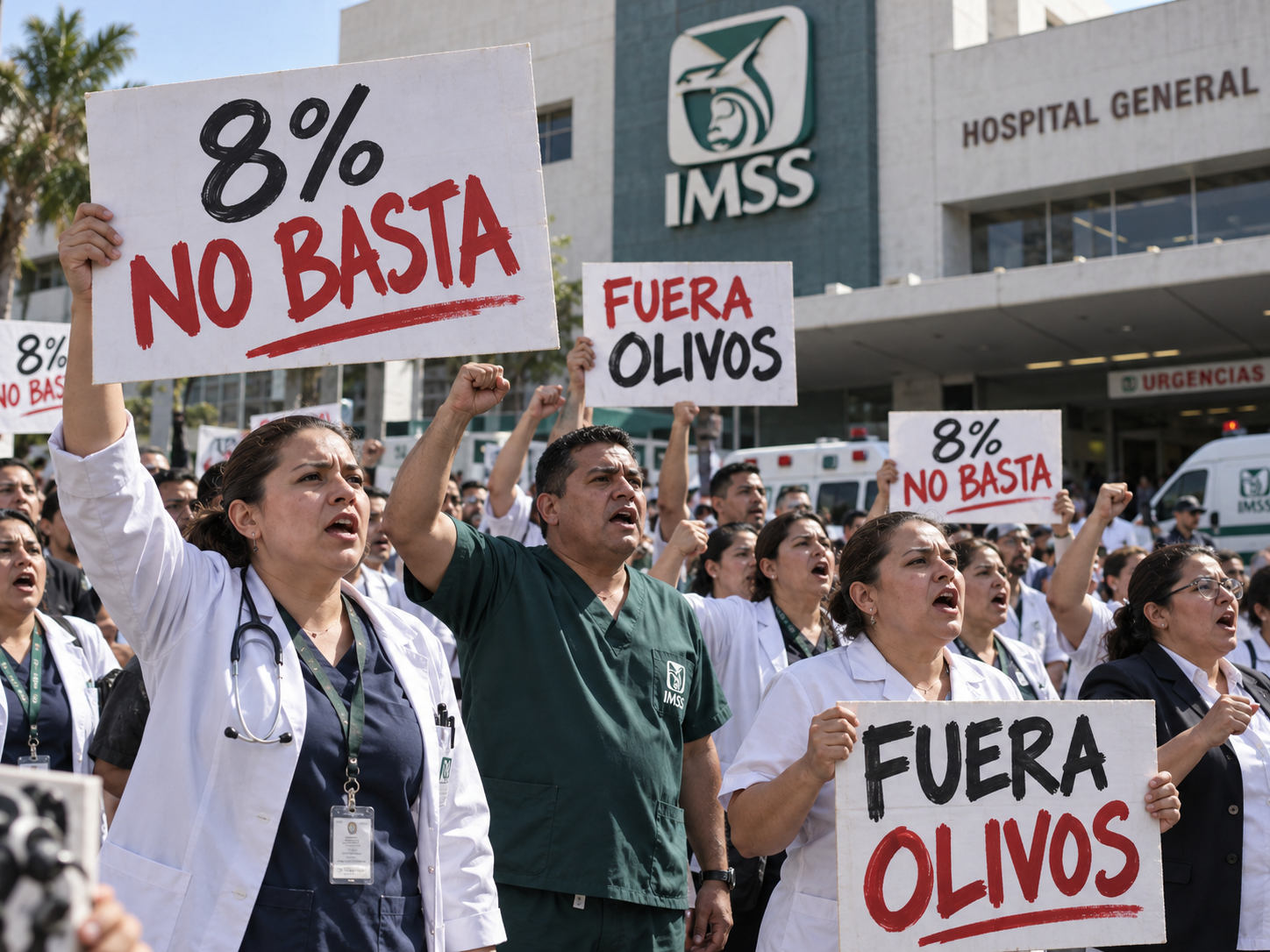 Rechazan oferta salarial del IMSS y exigen destituir a Rafael Olivos.