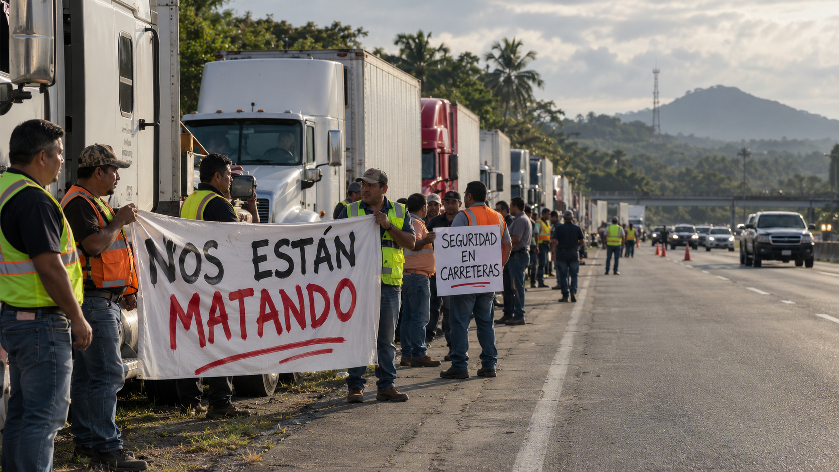 Camioneros exigen seguridad; Gobernación ofrece diálogo ante el paro.