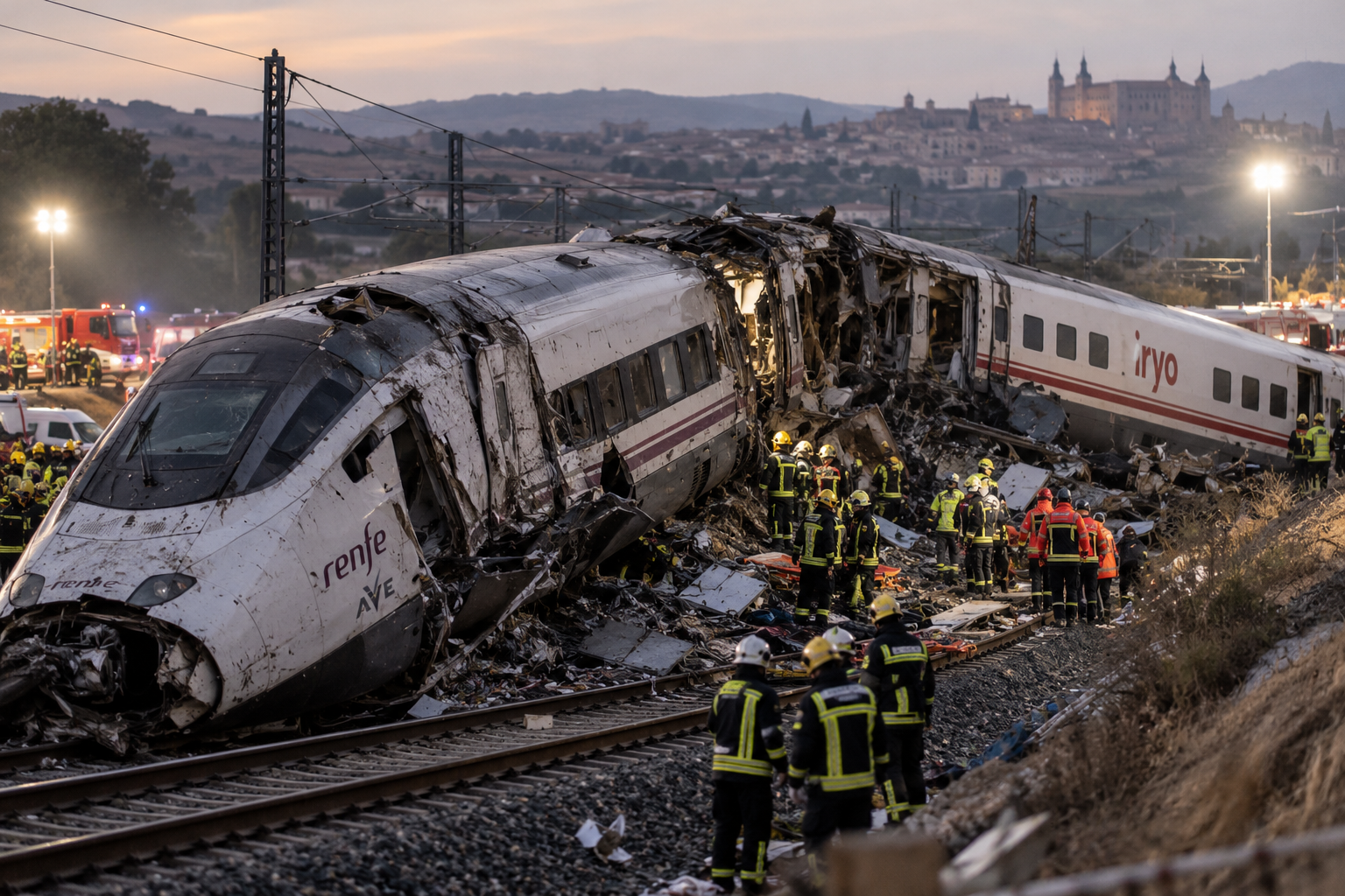 Choque de trenes en Toledo deja 68 muertos; indagan falla ferroviaria.