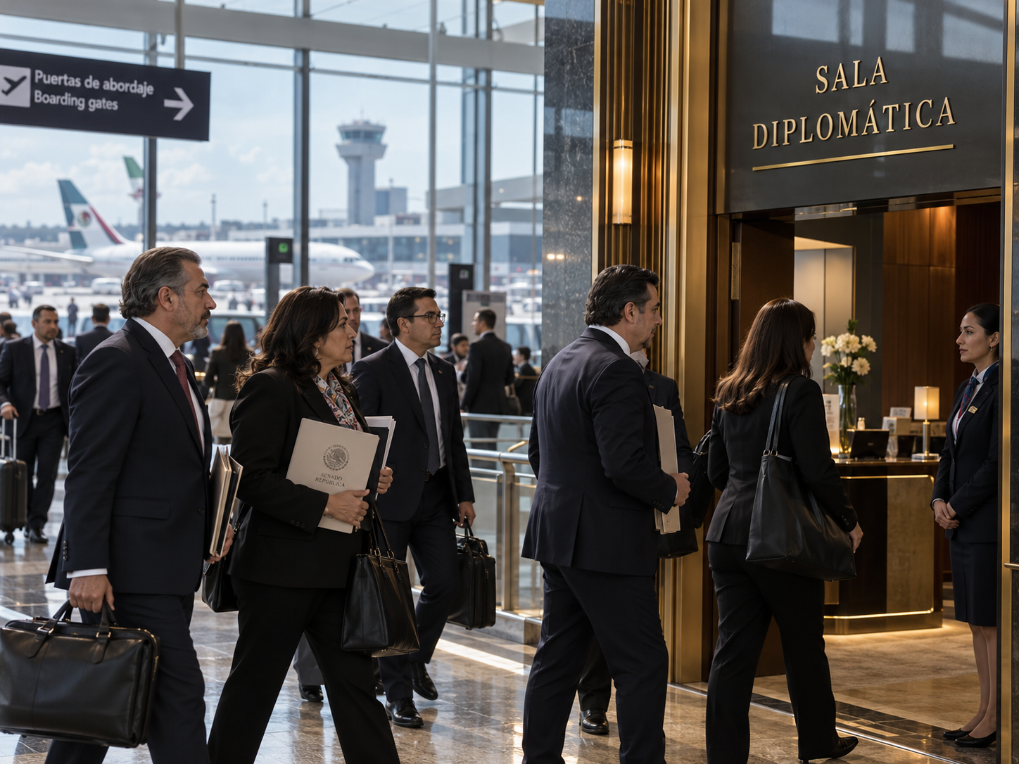 Senadores piden salas diplomáticas del AICM para sus viajes oficiales.