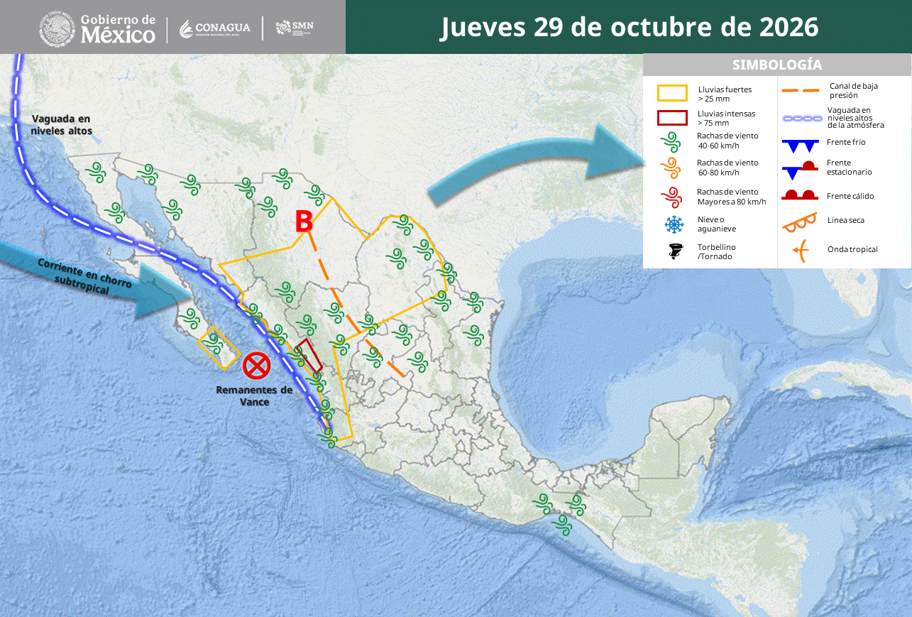 Vance perderá fuerza, pero causará lluvias de hasta 150 mm en Sinaloa.